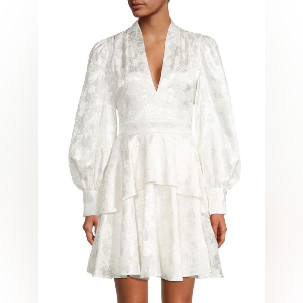 One33 Social, Satin Jacquard Tiered Mini Dress, Size 8